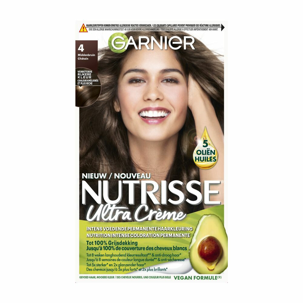 Garnier Nutrisse Ultra Crème Permanente Haarkleuring 4.0 Middenbruin