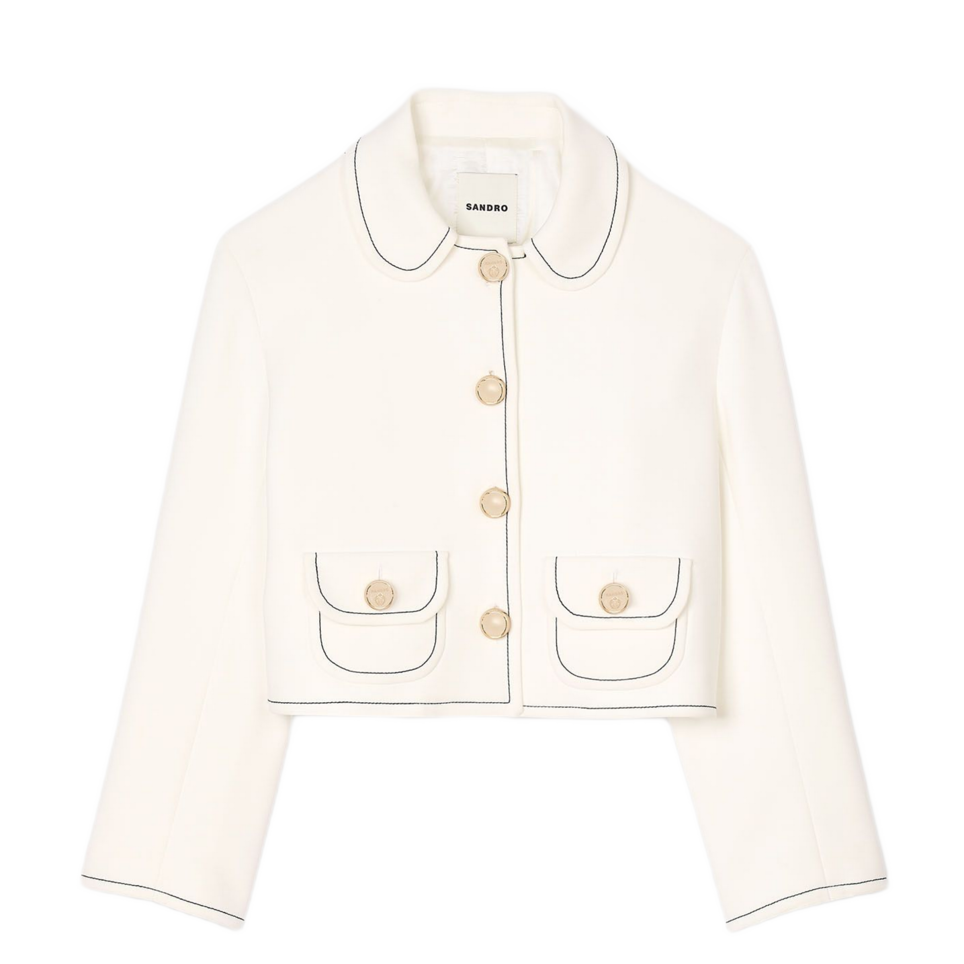 Veste droite col claudine | Blanc