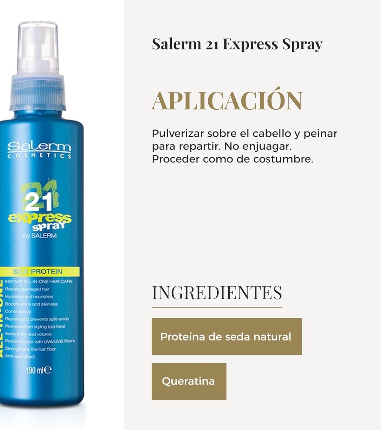 Salerm - *Salerm 21* - Máscara em spray Express Spray Silk Protein
