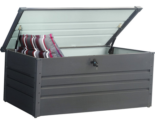 Bellavista Home and Garden opbergbox 600L, 165 x 70 x 62 cm, staal, grijs, deksel met gasveren en afsluitbaar