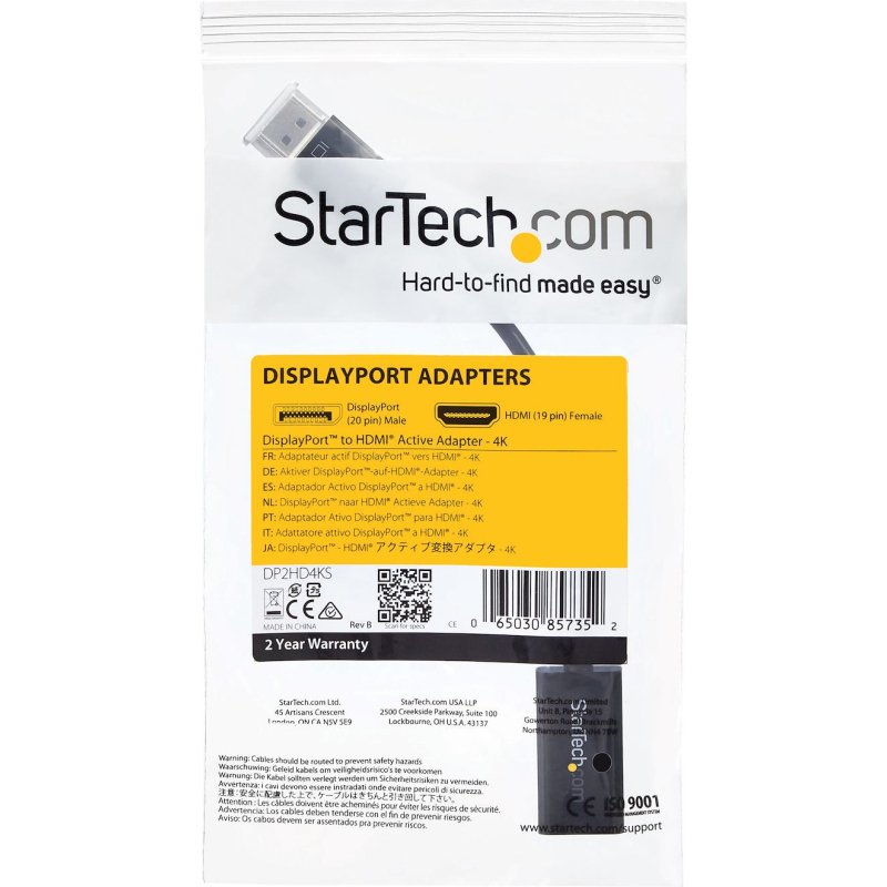 StarTech.com Adaptateur DisplayPort vers HDMI - Convertisseur Vidéo DP Actif 4K 30Hz vers HDMI - Câble d'Adaptation pour Moniteur/TV/Écran HDMI - Adaptateur Ultra HD DP 1.2 vers HDMI 1.4