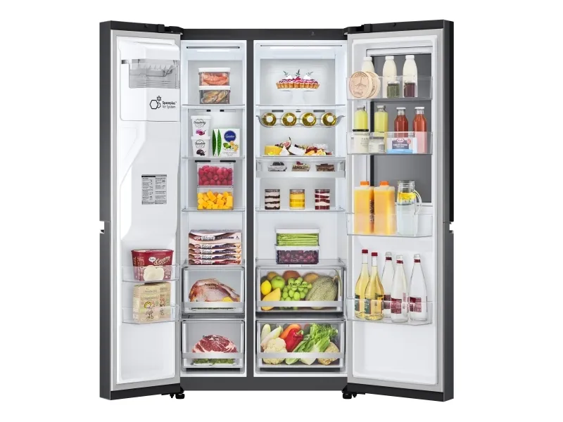 LG GSXV90MCAE - Køleskab/fryser - side ved side med vanddispenser, isdispenser - Wi-Fi - bredde: 91.3 cm - dybde: 73.5 cm - højde: 179 cm - 635 liter - Klasse E - kulsort