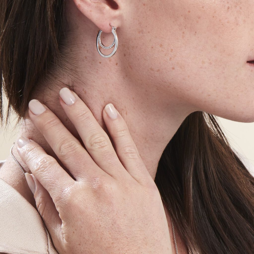 Créoles Argent Blanc Linnette Oxydes De Zirconium
