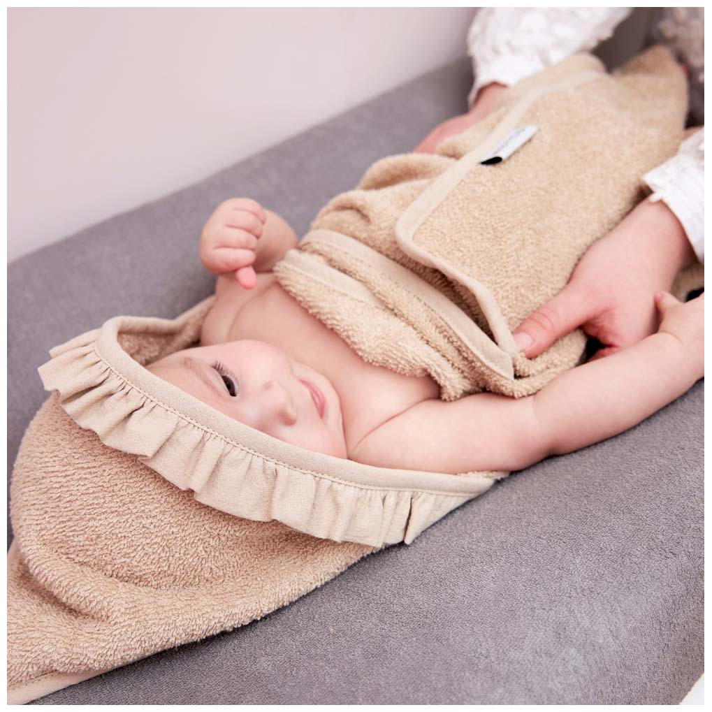 Meyco badcape ruffle beige