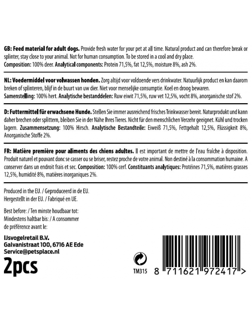 Timo Hert Schenkelbot - Hondensnacks - Hert 2 stuks