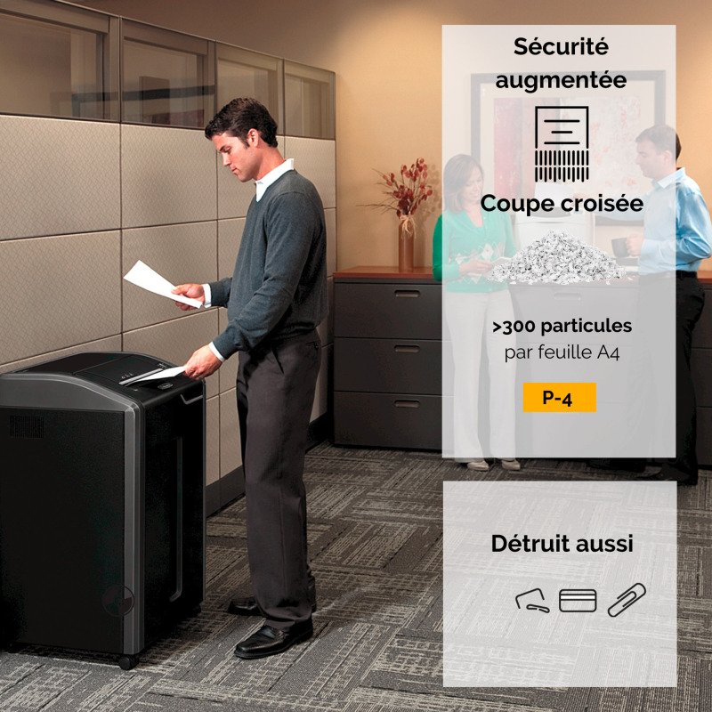Destructeur Powershred Fellowes 425Ci - coupe croisée