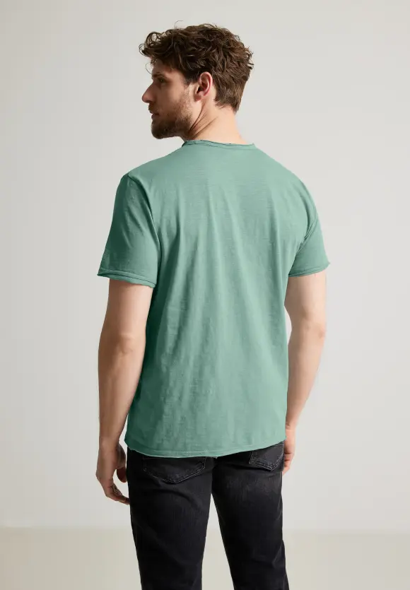 Slub T mit offenen Kanten - dust green