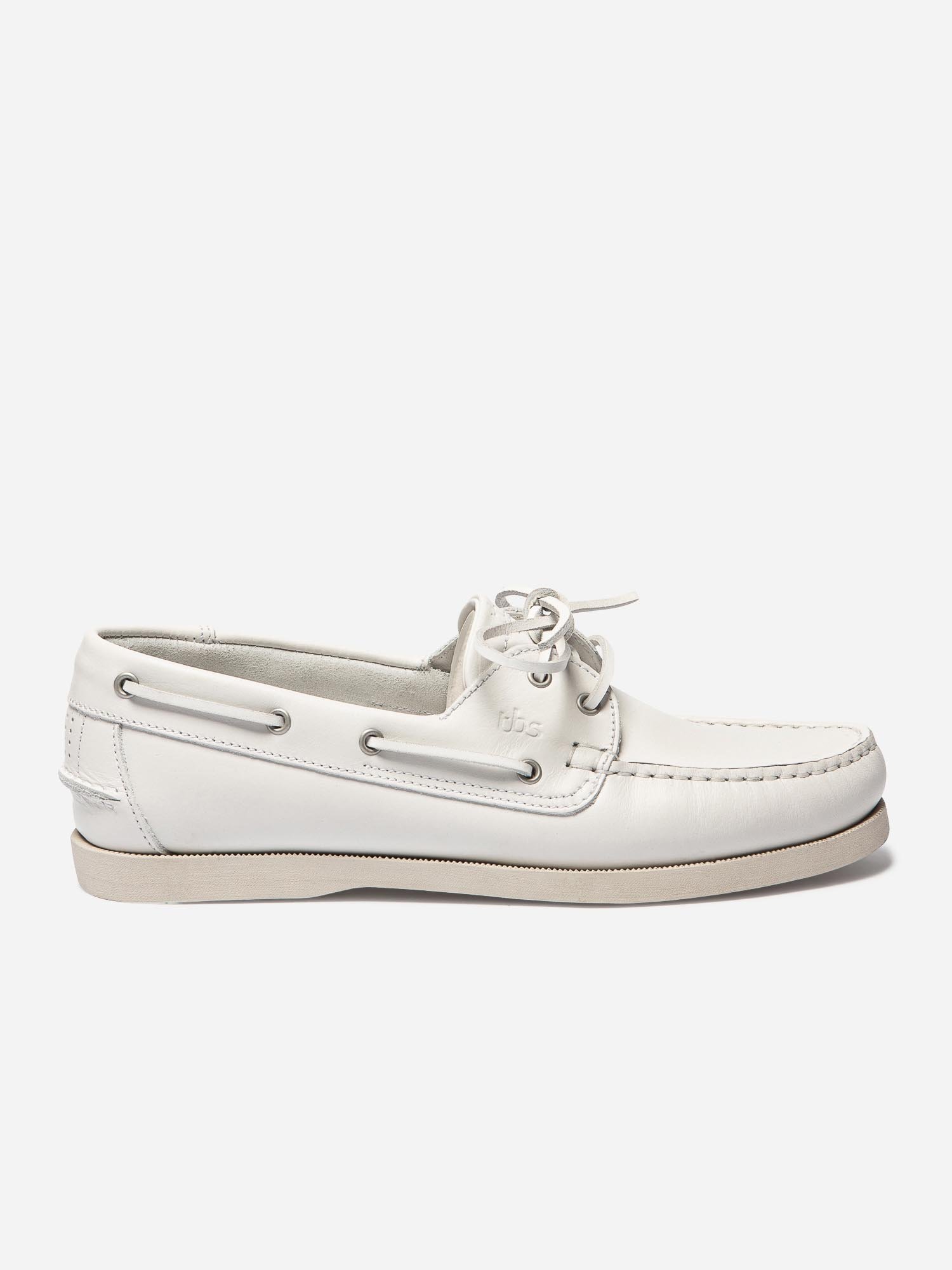 Chaussures Bateau Homme Semelle Grip Cuir Blanc