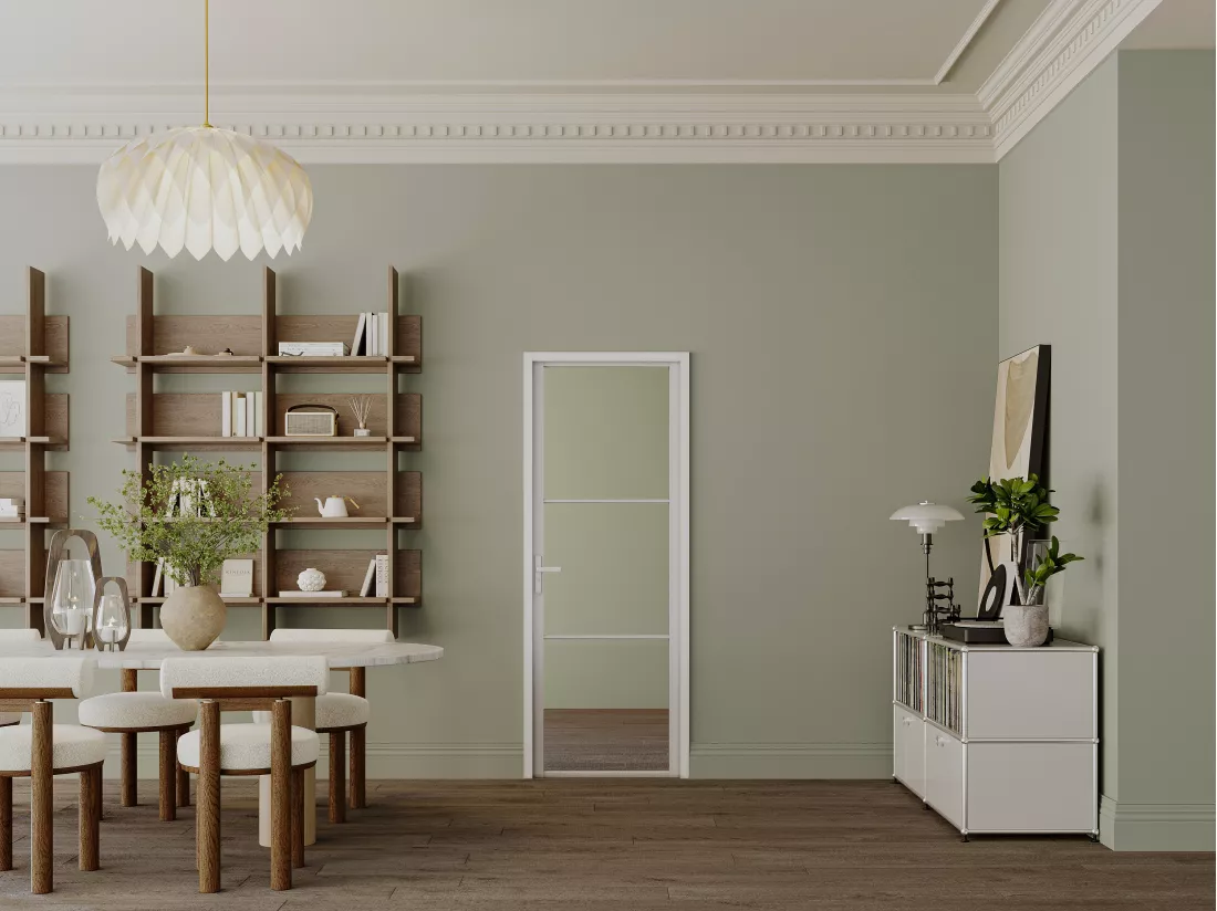 Bloc porte réversible en aluminium et verre trempé - H204 x L73 cm - Blanc - MASERU