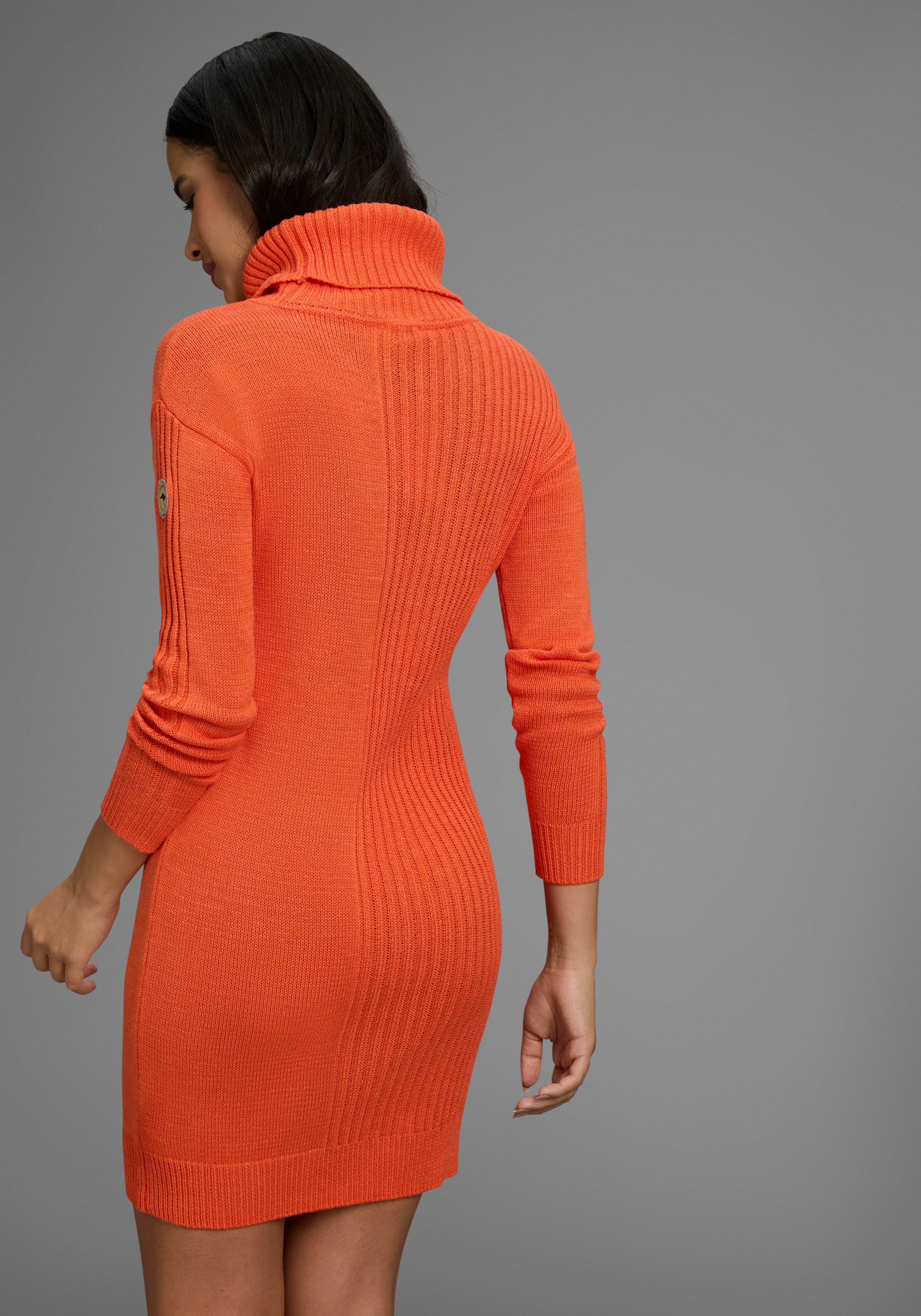 KangaROOS Strickkleid mit Rollkragen, Glattstrick & Rippstrick