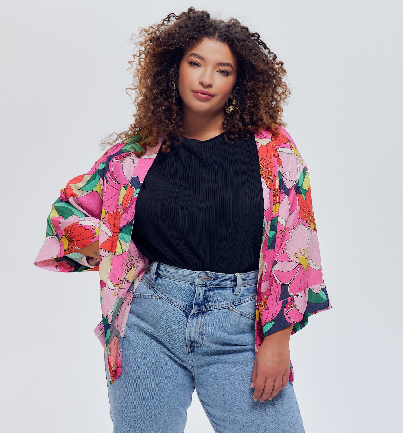Veste-kimono imprimée - Imprimé multicolore