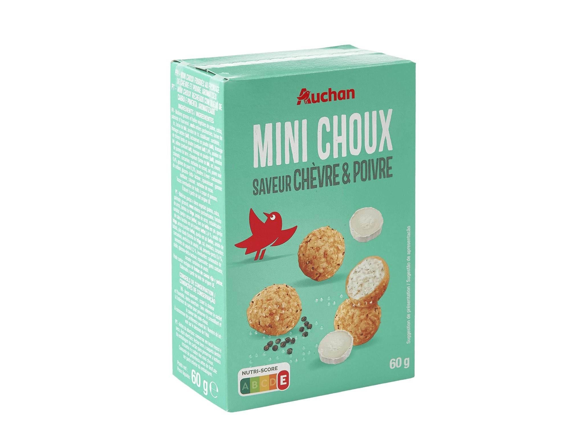 APERITIVO AUCHAN QUEIJO CABRA E PIMENTA 60G