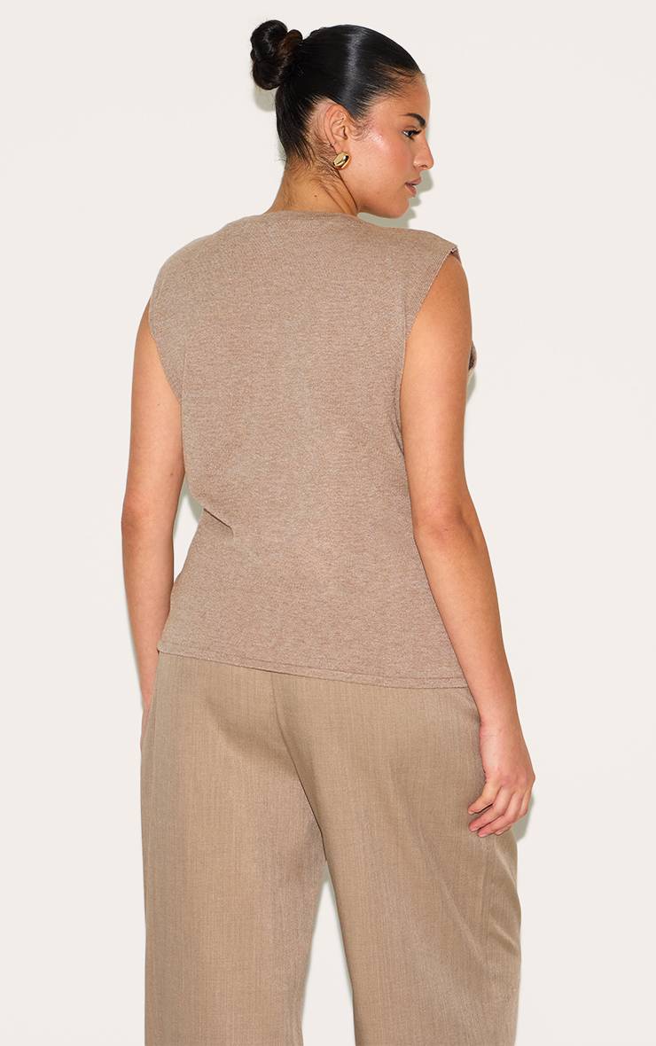Moka Top Sans Manches Grande Taille Avec Boutonnage Sur Le Devant