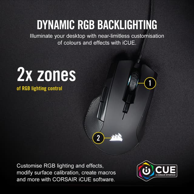 Corsair Ironclaw RGB gaming-mus (sort)