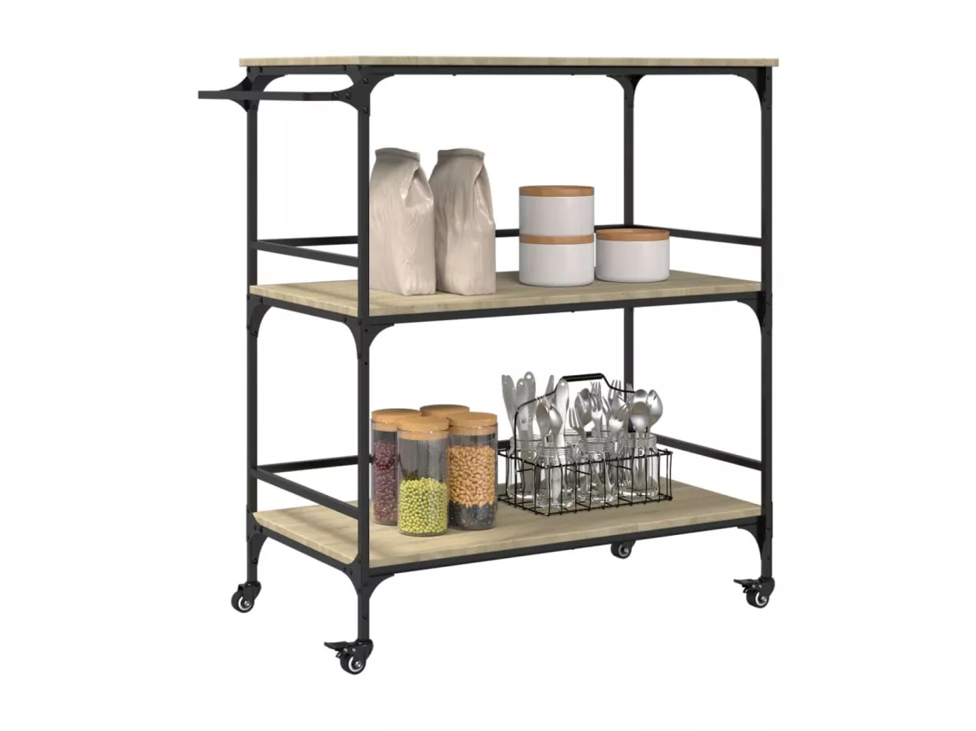 Chariot cuisine chêne sonoma 100,5x50x105 cm bois d'ingénierie