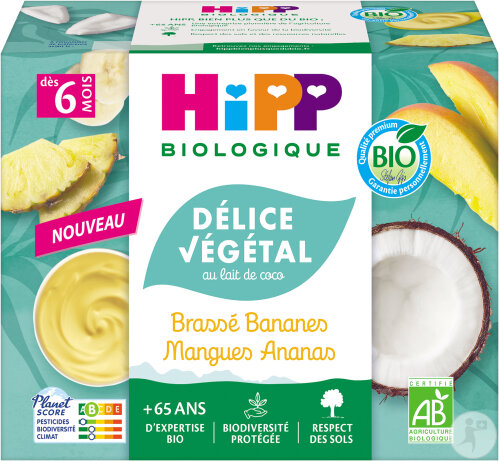 HiPP Biologique Brassé Végétal Banane Mangue Ananas 4x100g