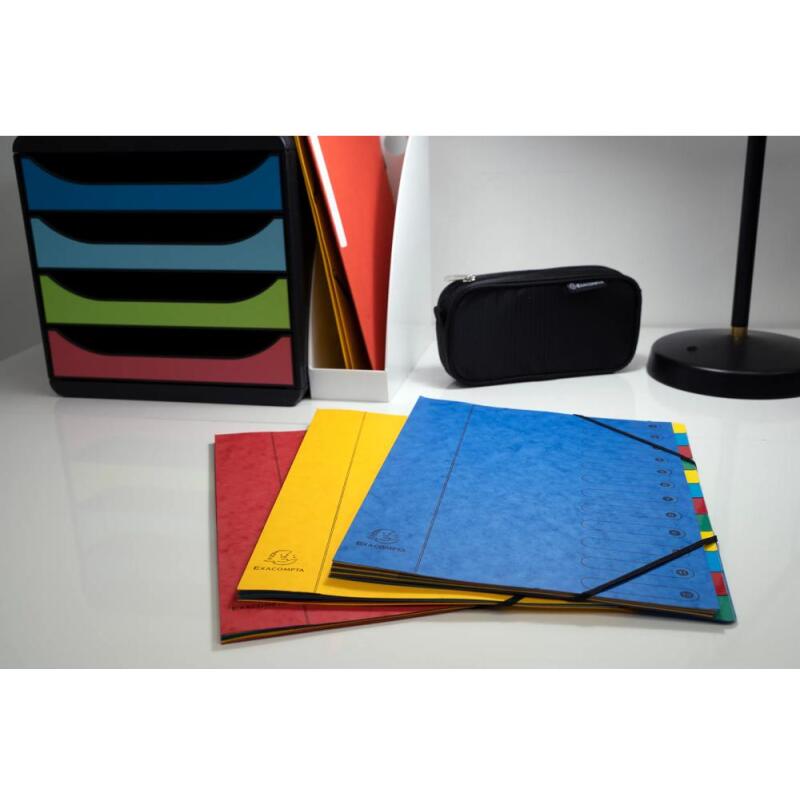 Trieur Harmonika fenêtres imprimées Véritable carte lustrée 5 compartiments - Couleurs assorties