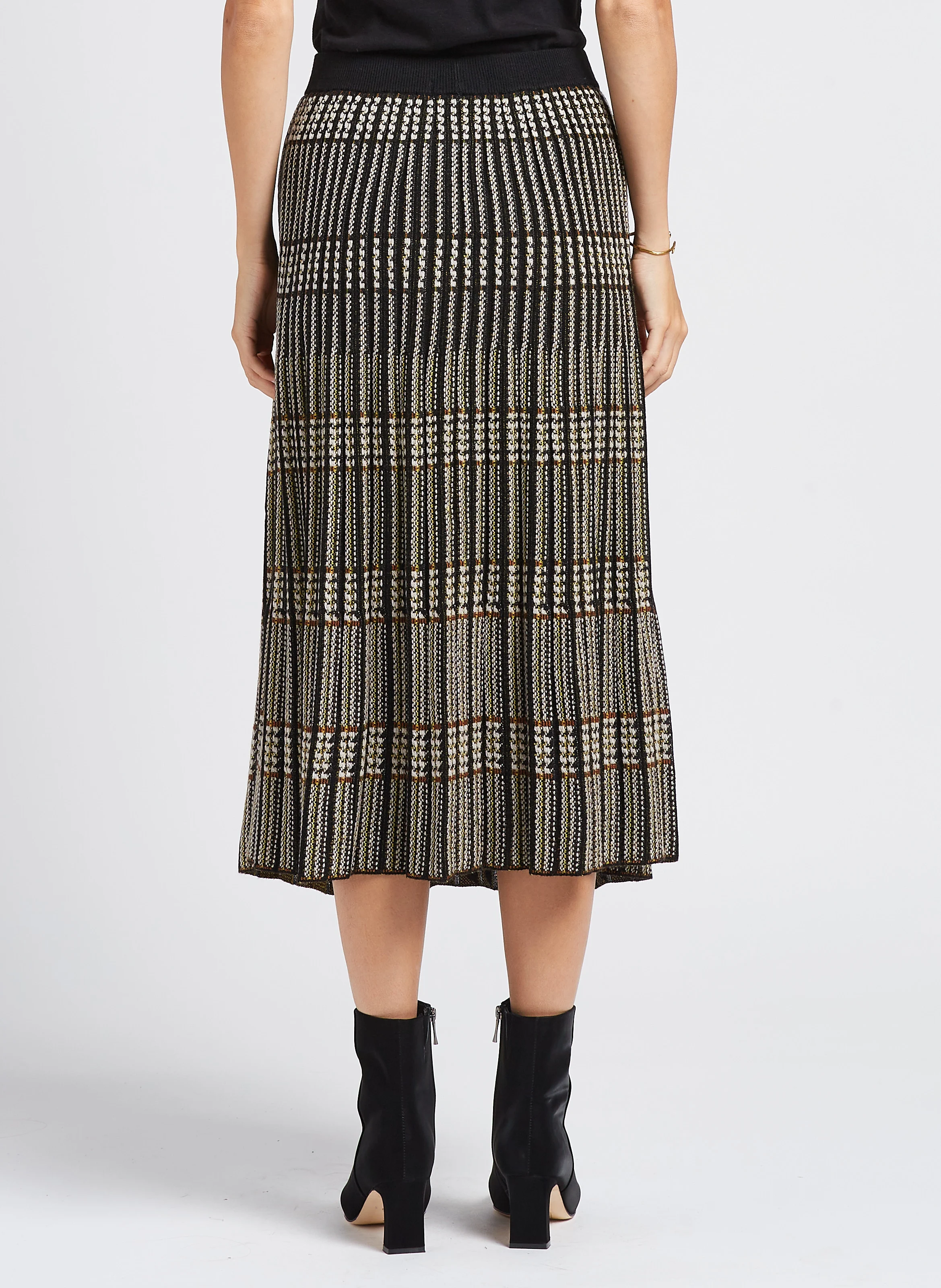 KAINA - Jupe midi plissée jacquard | Noir