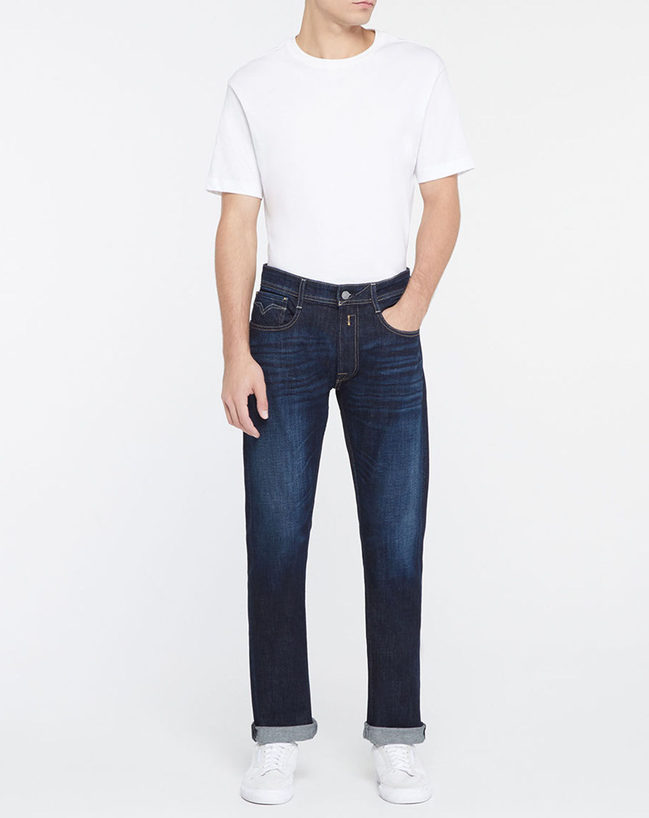 Replay Jean droit 100% Coton Bio Pure Denim Rocco bleu foncé
