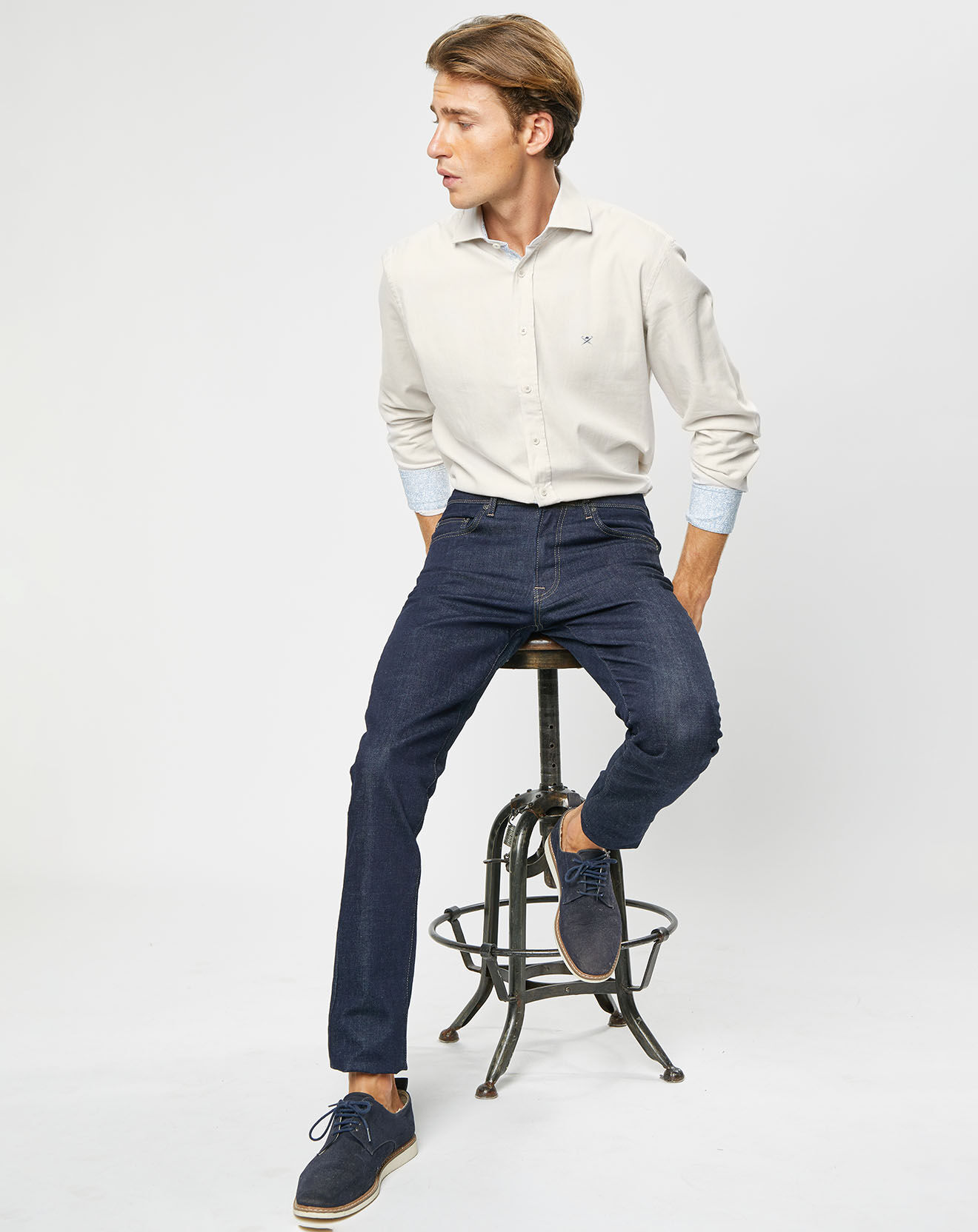 Hackett London Chemise Slim Fit Trim Twil Sport beige
