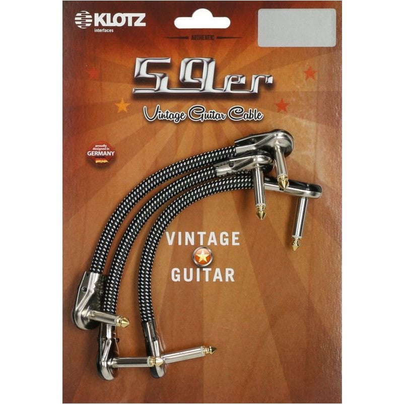 Klotz VINPAN0015 Vintage patchkabels 0.15 m zwart/wit haaks (set van 3)
