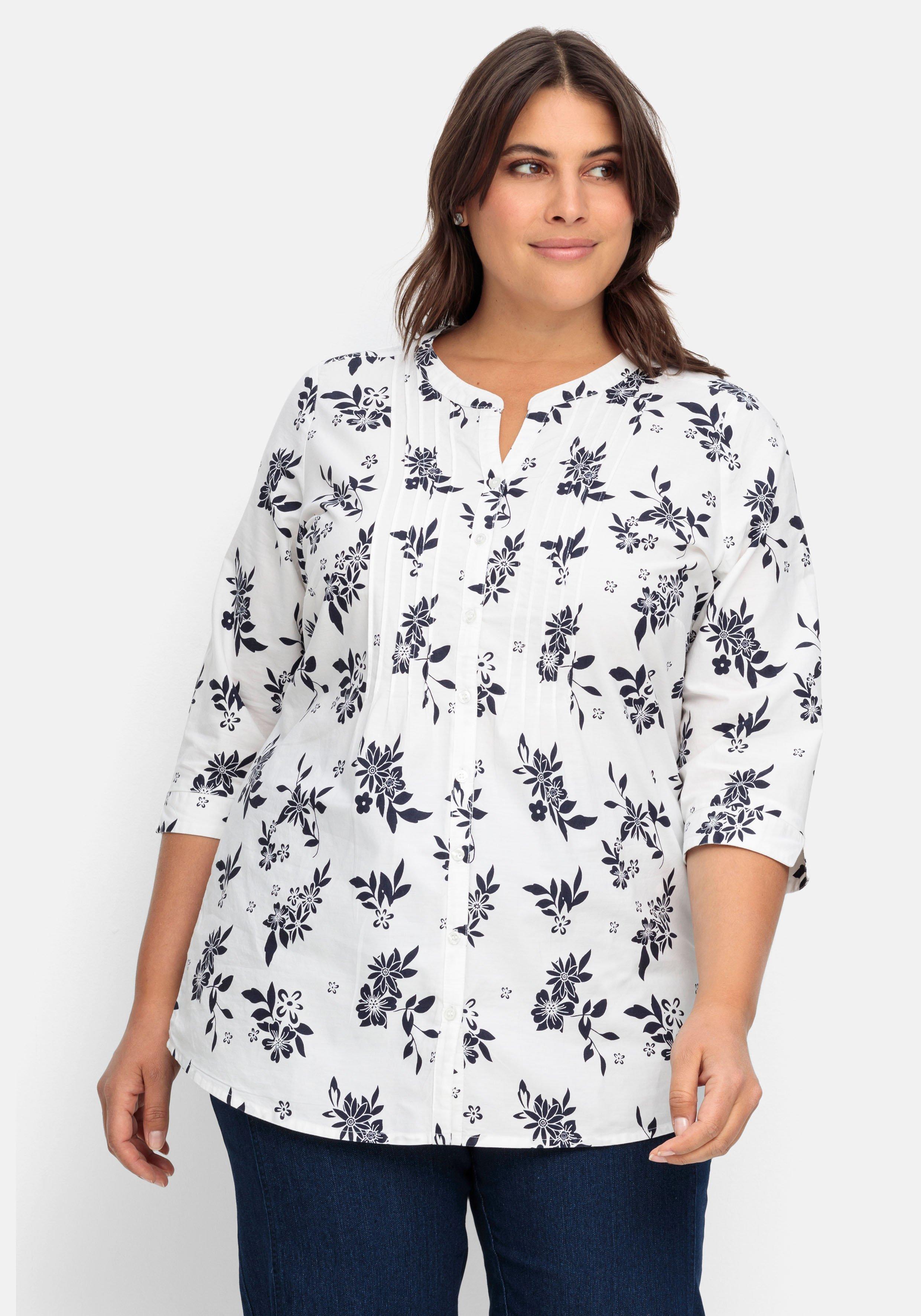 Bluse mit Biesen und Blumenprint
