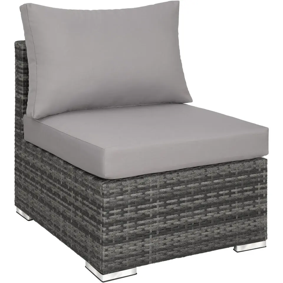 tectake Wicker loungeset San Marino met aluminium frame, Grijs