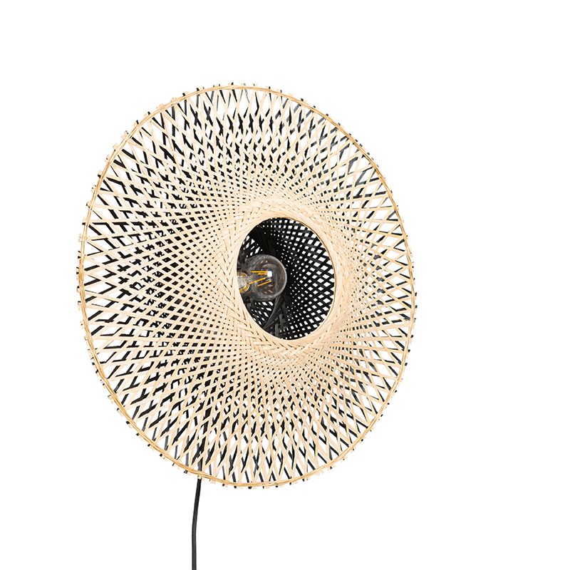 Oosterse wandlamp bamboe 50 cm met stekker - Rina