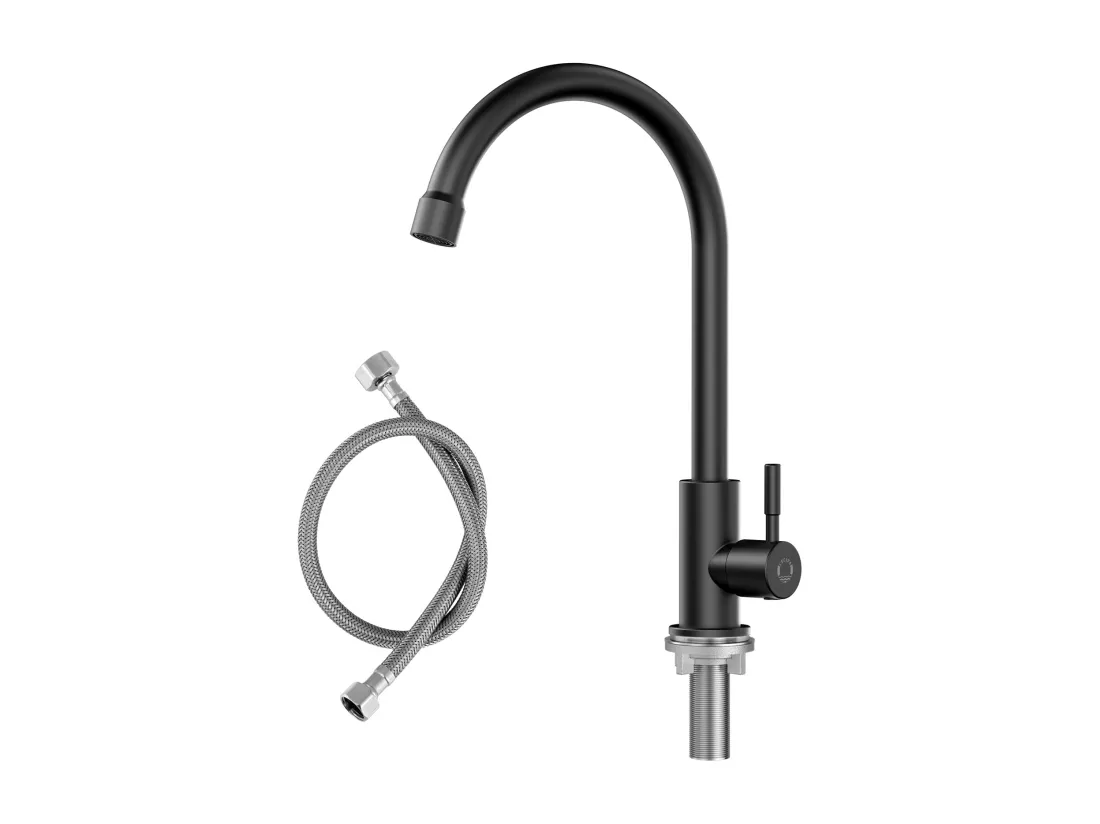 Cecipa max Robinet de Cuisine Noir - Robinet d'évier de cuisine à eau froide - Acier inoxydable 304,EU Modèle