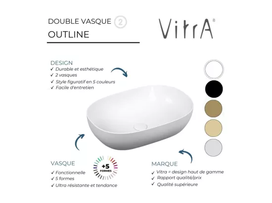 Lavabo double vasque à poser VITRA Outline, rond - vison mat Haut de gamme