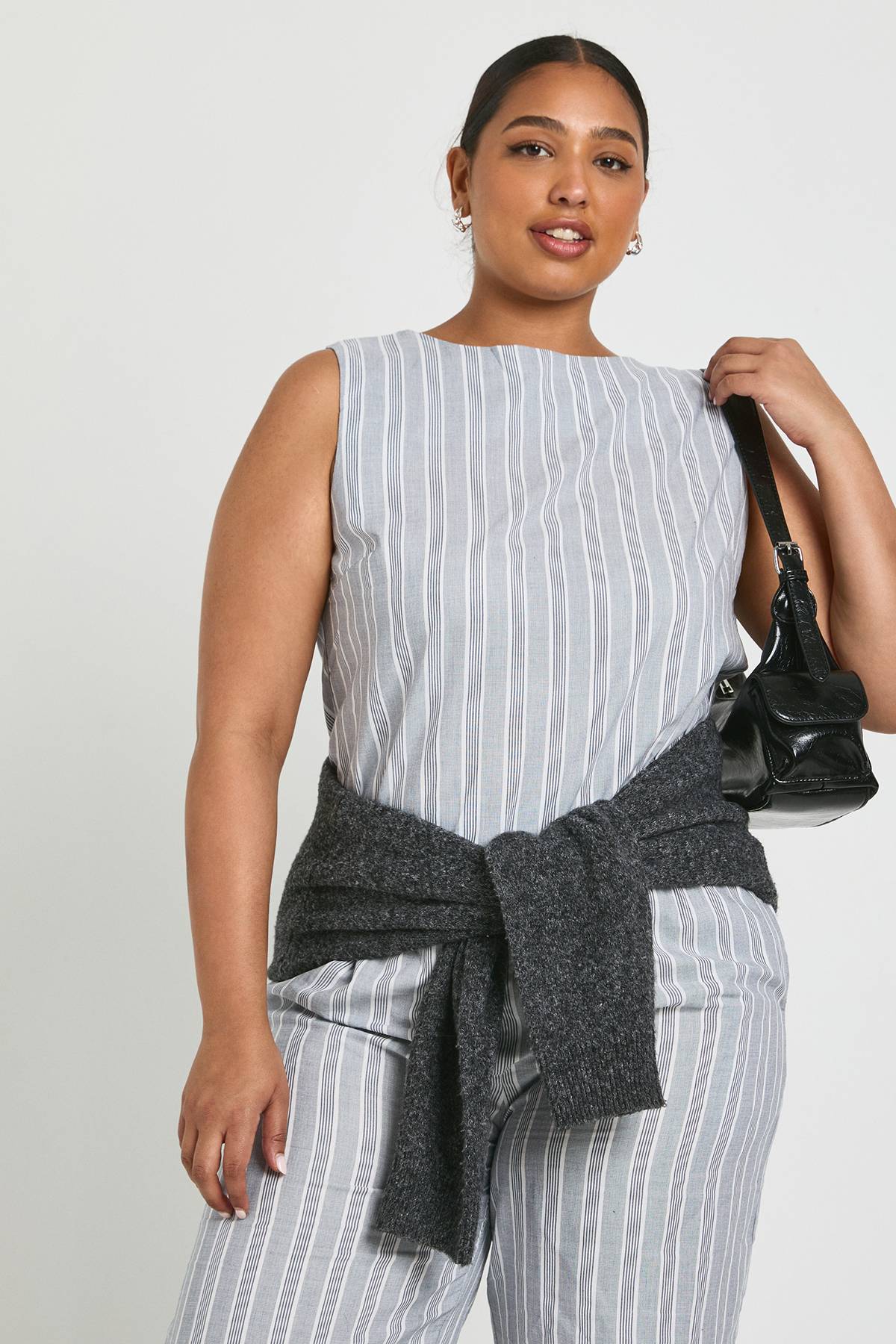 boohoo Haut sans manches rayé Plus et pantalon coordonné à jambes larges
