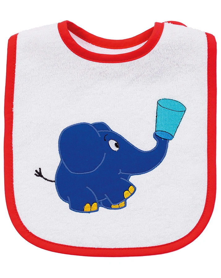 Lätzchen DER KLEINE BLAUE ELEFANT in weiß/rot
