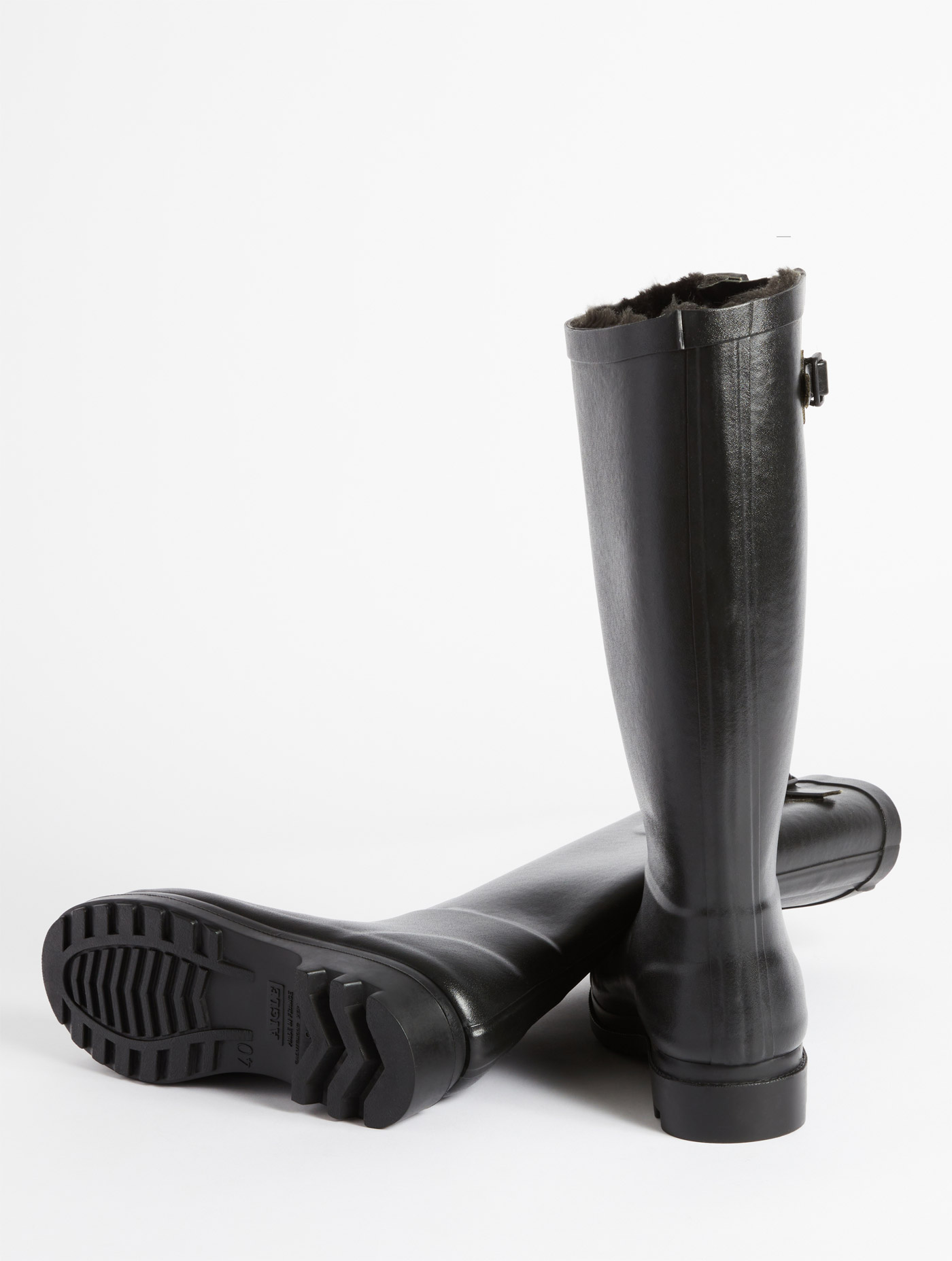 La botte de pluie boyfriend fourrée, fabriquée en France NOIR