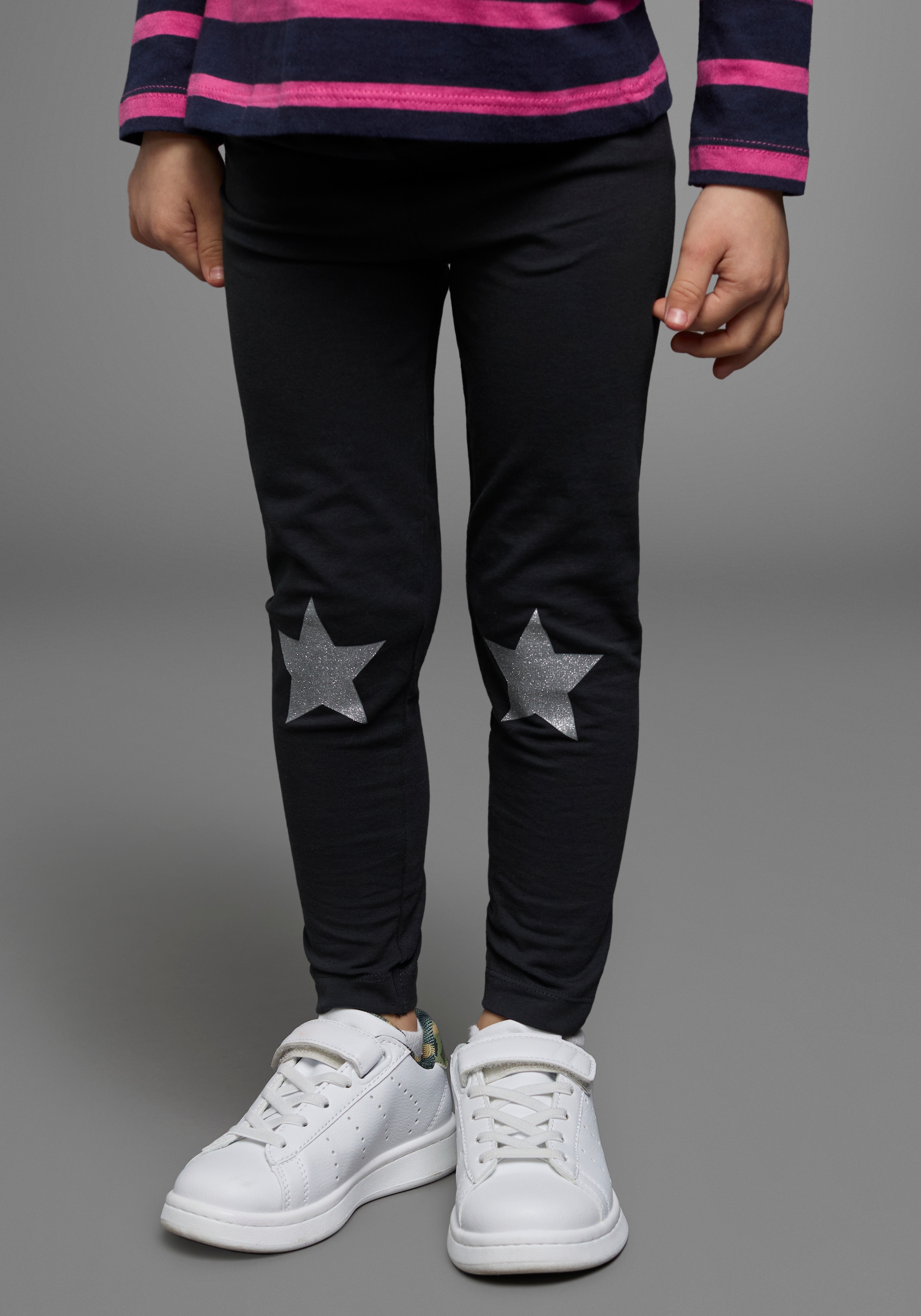 KIDSWORLD Leggings »2er Pack Leggings, mit Sternen-Print«  mit Glitzerdruck