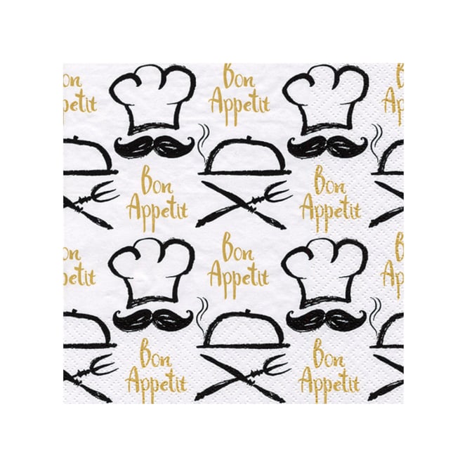20 Servietten - Bon Appetit - ca. 33 x 33 cm