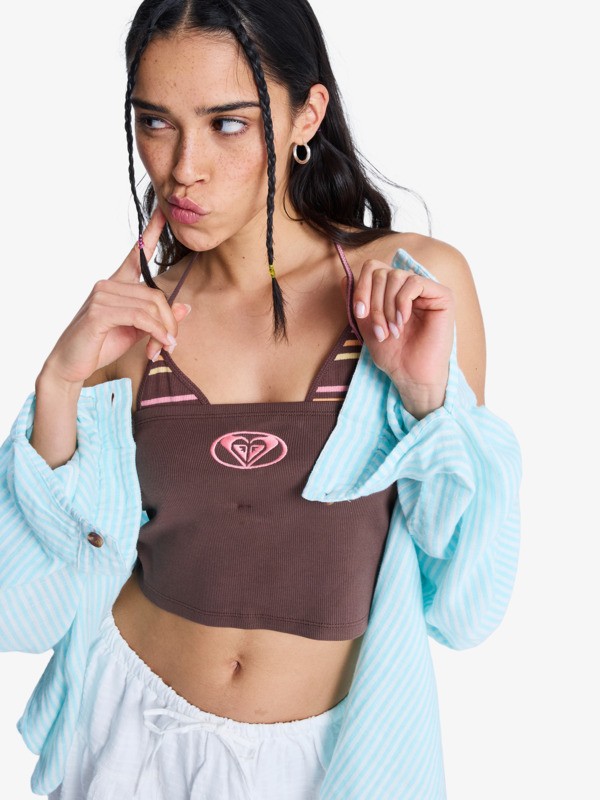 Sunset Drive Halter Haut dos nu Marron Femme