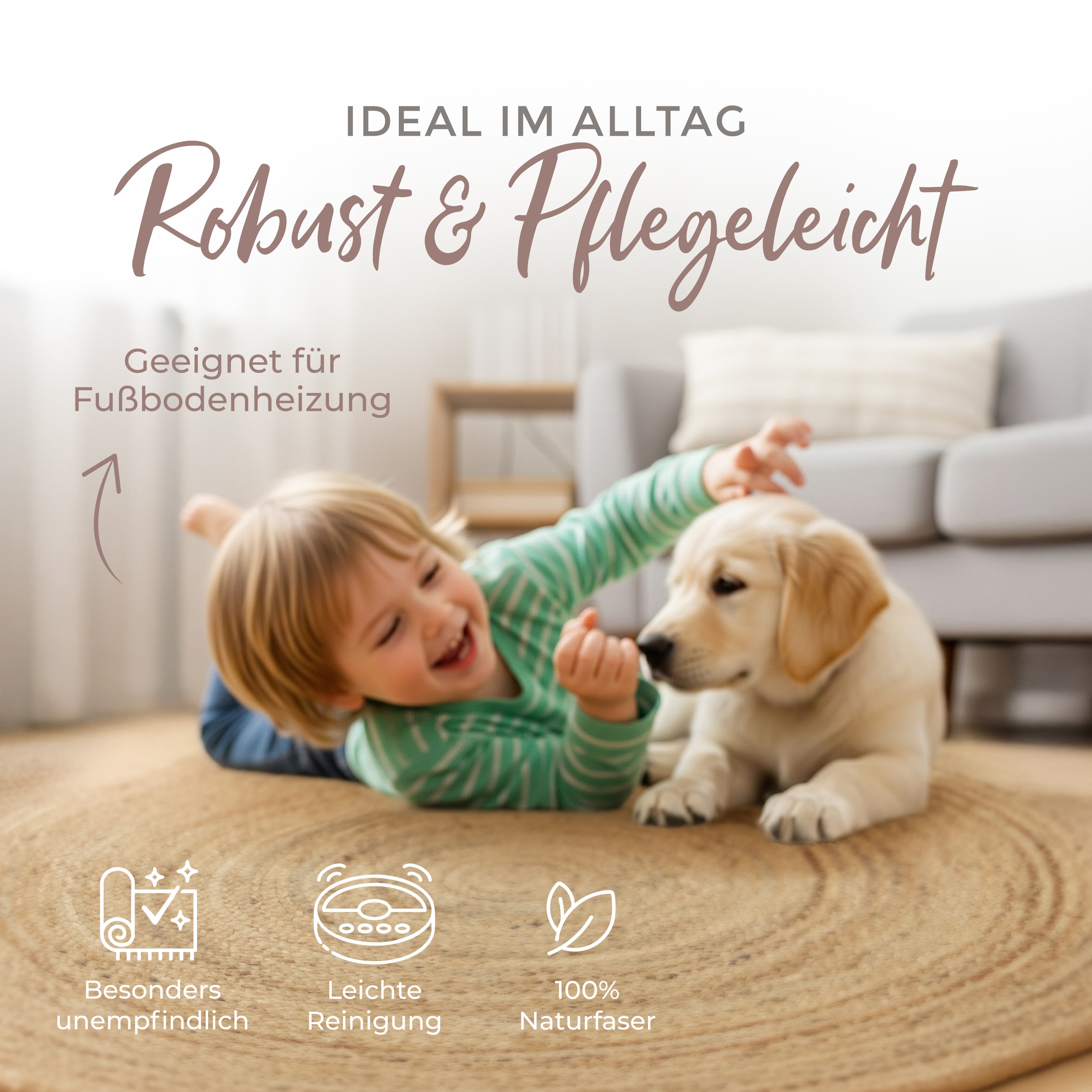 carpetfine Teppich »Nele  Juteteppich Naturfaser« rund 6 mm Höhe geflochtener Wendeteppich aus 100%Jute, in rund und oval, viele Grössen