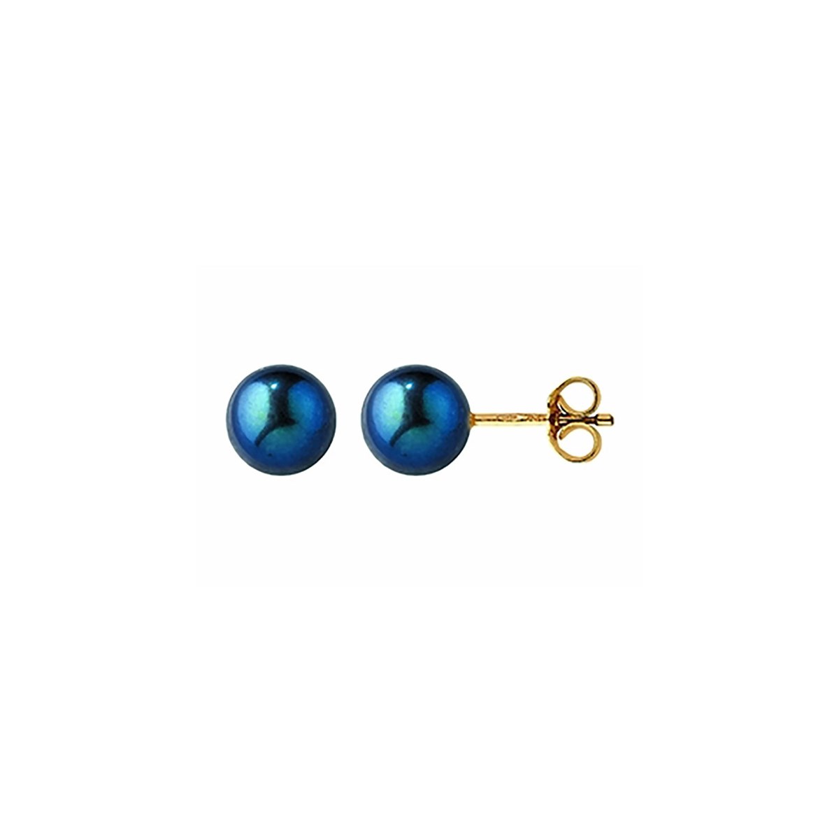 Boucles d'oreilles or perles teintées noires6/6,5 mm