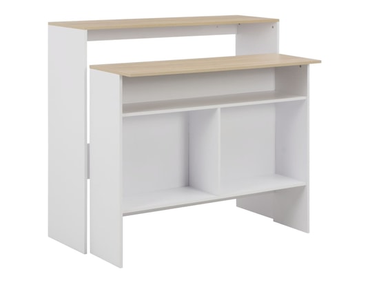 VIDAXL - Table de bar avec 2 dessus de table blanc et chêne 130x40x1...
