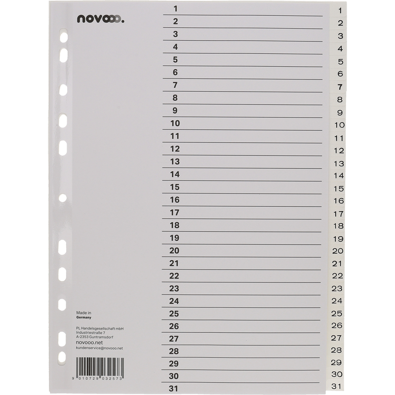 novooo Register, weiss, A4, 1-31