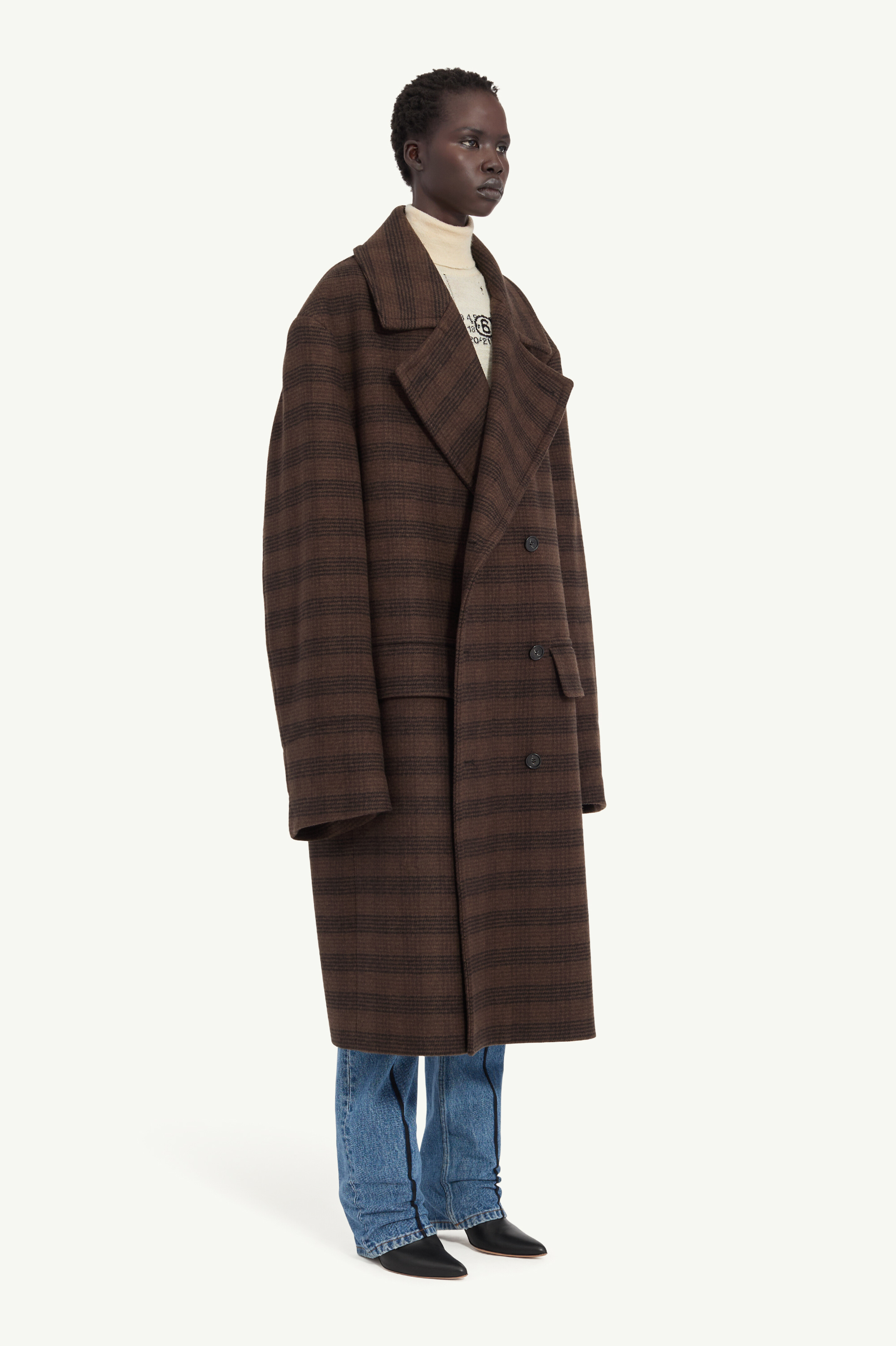 Manteau à carreaux en mélange de laine pour femme | MM6