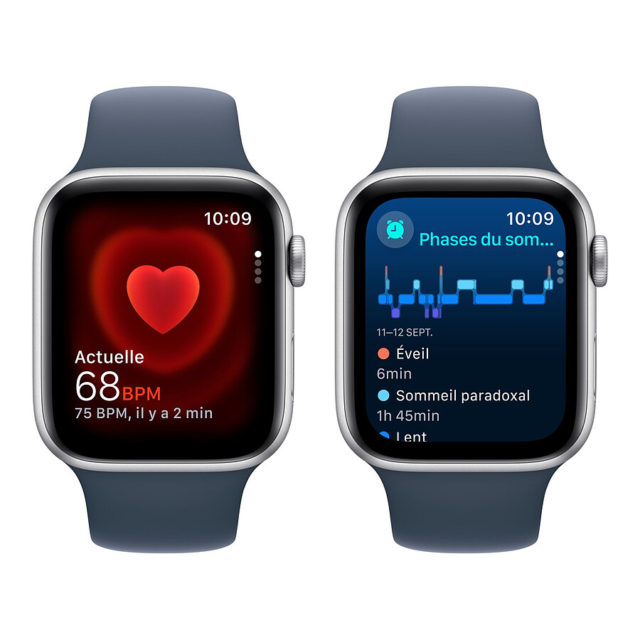 Apple Watch SE GPS (2023) (Argent - Bracelet Sport Band Bleu) - 44 mm - Taille S/M