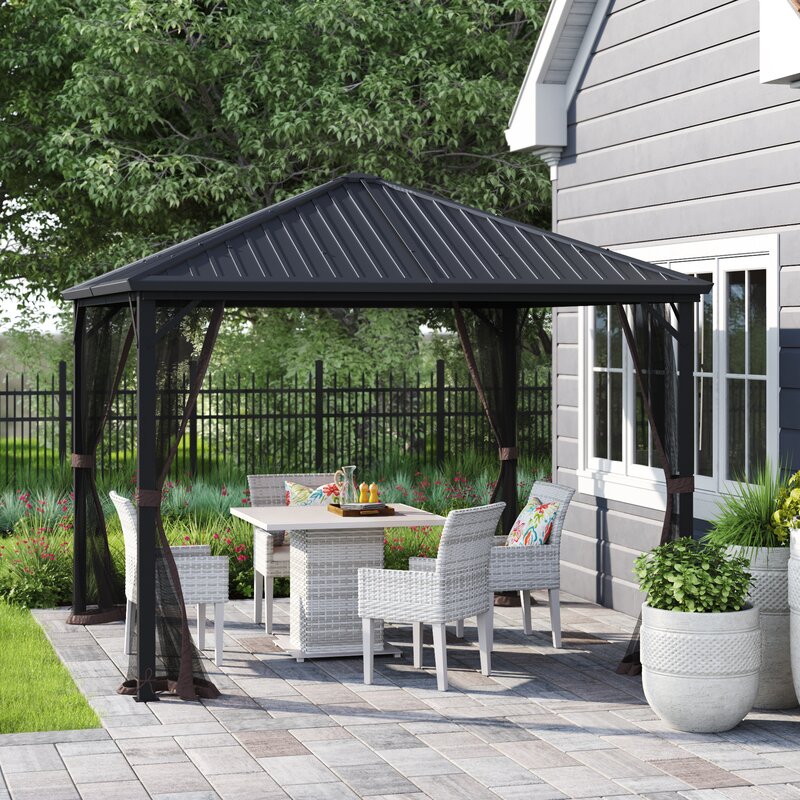 Gazebo de aço Acuff para pátio, 3 m de largura x 3 m de profundidade