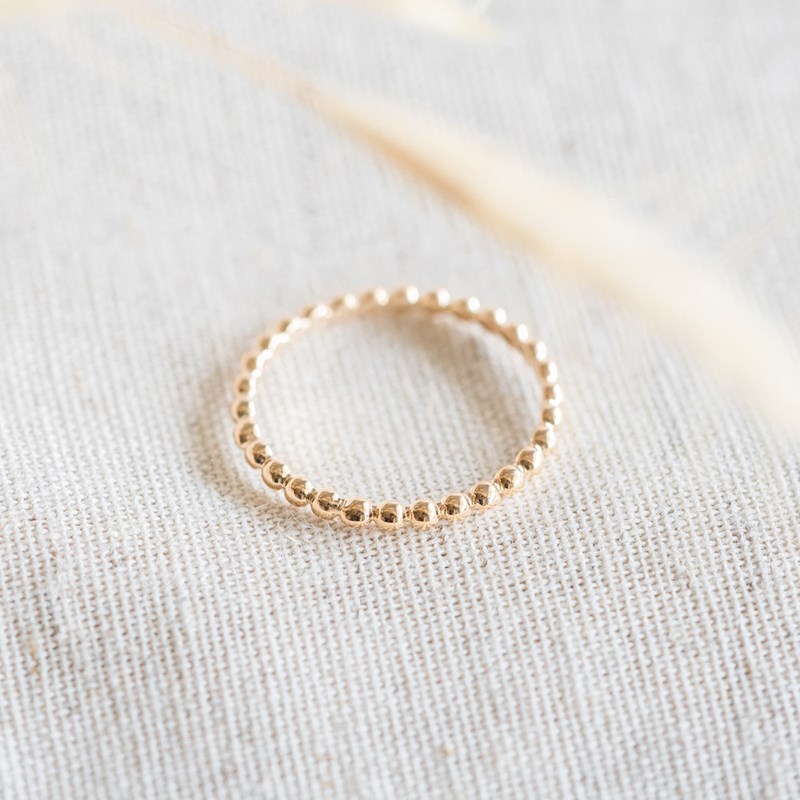 Bague Fine Plaqué Or Perlée Boules Tendance