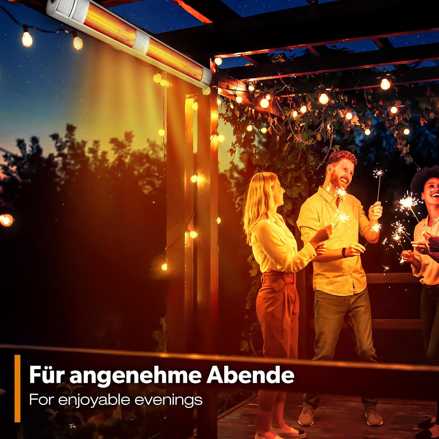TRESKO Infrarot Heizstrahler 3000W mit Fernbedienung | Wärmestrahler Terrasse elektrisch mit 3 Heizstufen | Terrassenstrahler Innen & Außen | Wand- Infrarotstrahler Wickeltischstrahler