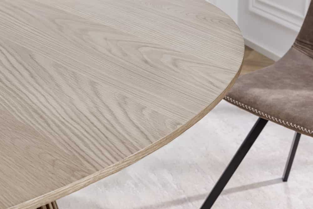 Runder Esstisch VALHALLA WOOD 120cm grau Eichenholz Säulenfuß