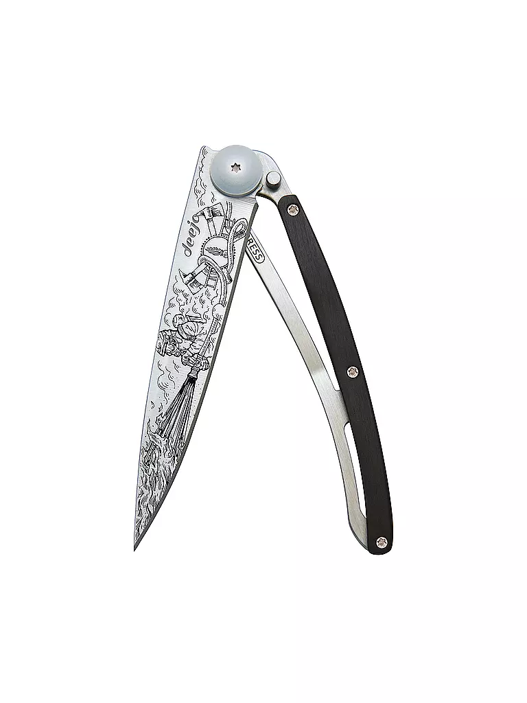 DEEJO Taschenmesser Ebenholz Titan FEUERWEHRMANN 37G  silber
