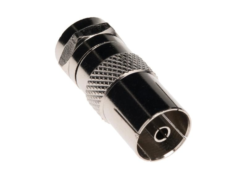Satelliten TV Zubehör Adapter F-Stecker auf IEC-Kupplung F Metall, vernickelt