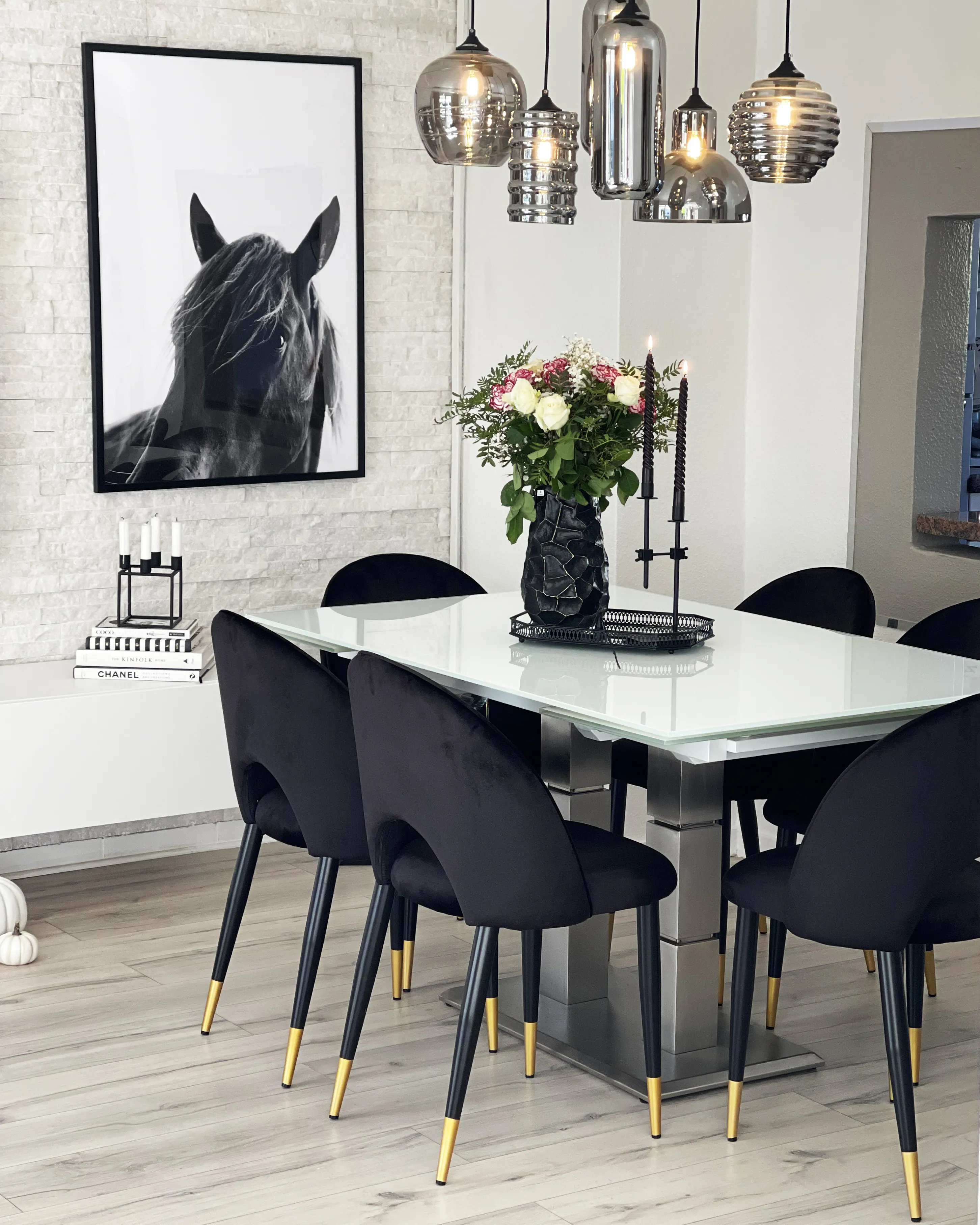 Set van 2 eetkamerstoelen MAGALIA Fluweel Zwart