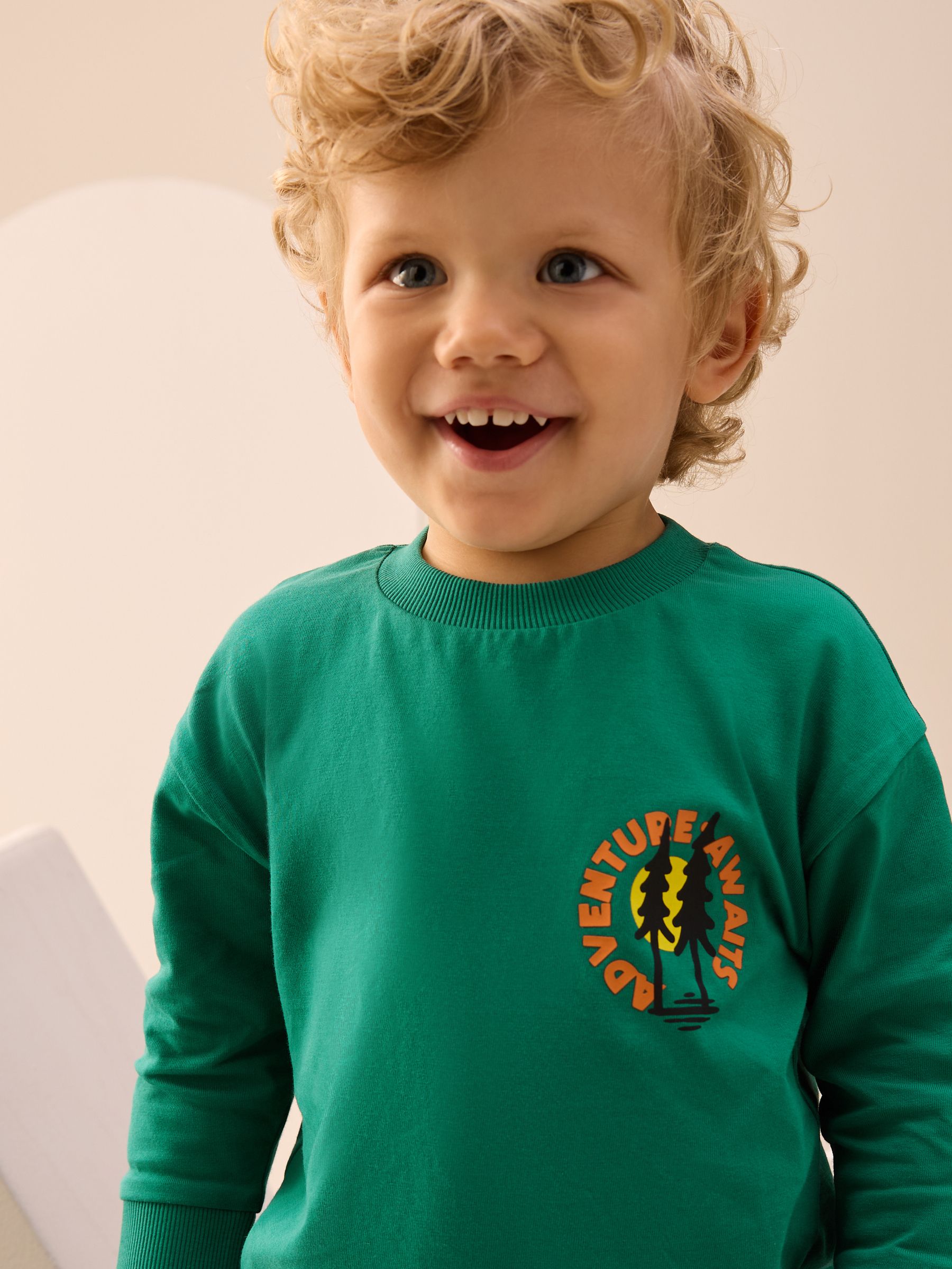 Groene scène - T-shirt met lange mouwen en print op de rug (3mnd -8jr)